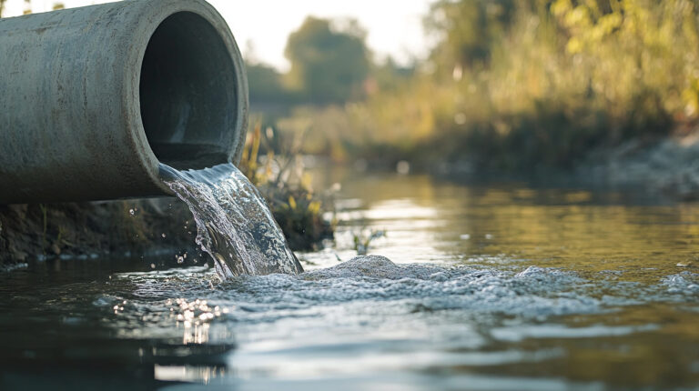 Buse en béton déversant des eaux usées